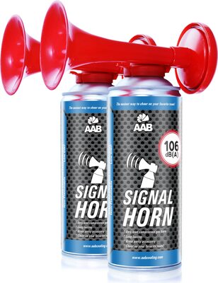 Alle Details zum Fußball-Trikot 2 x AAB Signal Horn – Laut Air Horn 106 dB(A), Tröten Fußball Mit Nicht Brennbarem Gas, Bis Zu 120 Kurze Pieptöne, Lufthorn, Vuvuzela, Pressluft Gashupe, Drucklufthupe, Druckluftfanfare und ähnlichen Trikots