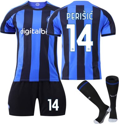 23 Inter-Milan Home Blue Black Stripe Trikot für Kinder Fußball Jersey Anzug Nr. 90 Lukaku Nr. 9 Dzeko Nr. 10 Lautaro Nr. 14 Perisic Fussball Sport Kids Nerazzurri T Shirt Football Jersey Set bei Amazon bestellen