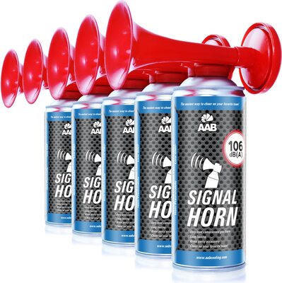 Alle Details zum Fußball-Trikot 5 x AAB Signal Horn – Laut Air Horn 106 dB(A), Tröten Fußball Mit Nicht Brennbarem Gas, Bis Zu 120 Kurze Pieptöne, Lufthorn, Vuvuzela, Pressluft Gashupe, Drucklufthupe, Druckluftfanfare und ähnlichen Trikots
