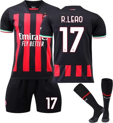 A-C Milan Trikot für Kinder Fussball Jersey Anzug Red Black Stripe Nr. 9 Giroud Nr. 11 Ibrahimovic Nr. 17 R.LEAO Nr. 19 Thro Sport Soccer Football Jersey T Shirt Shorts and Socks bei Amazon bestellen