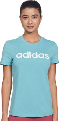 adidas Damen W Lin T T-Shirt, Tonmen/Weiß, L bei Amazon bestellen