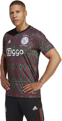 Alle Details zum Fußball-Trikot adidas Herren Fußball Ajax 23/24 Pre-Match Trikot – tägliche Papierkollaboration, hergestellt aus 100% recycelten Materialien und ähnlichen Trikots