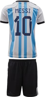 Alle Details zum Fußball-Trikot Argentinien Messi Trikot Set #10 2021 Heim Kinder Fussball Trikot Mit Shorts und ähnlichen Trikots