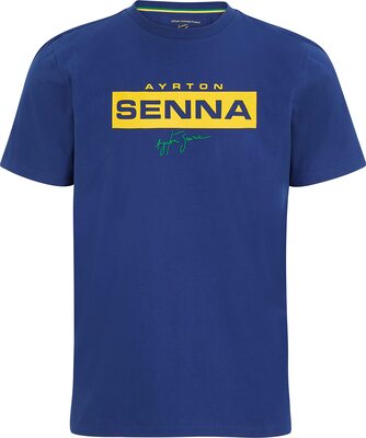 Ayrton Senna - Offizielle Merchandise Kollektion - Logo Tee - Navy - Size M bei Amazon bestellen