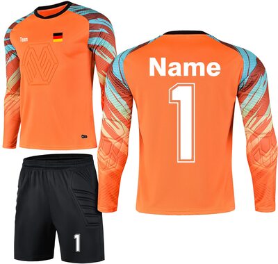 Benutzerdefiniert Torwart Trikots für Erwachsene/Kinder Torwarttrikot Set mit Name Team Logo bei Amazon bestellen