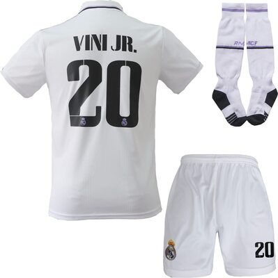 BlackAzat 2022/2023 R.Madrid Heim #20 Vini Jr. Football Fußball Kinder Trikot Shorts Socken Set Jugendgrößen bei Amazon bestellen