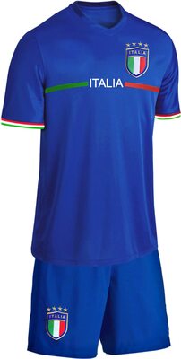 Alle Details zum Fußball-Trikot Blackshirt Company Italien Kinder Trikot Set Fußball Fan Zweiteiler Blau Größe 104 und ähnlichen Trikots