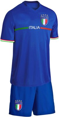 Alle Details zum Fußball-Trikot Blackshirt Company Italien Kinder Trikot Set Fußball WM EM Fan Trikot Zweiteiler Blau und ähnlichen Trikots