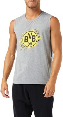 Alle Details zum Fußball-Trikot Borussia Dortmund Unisex Tank Top Logo Grau Trägershirt/Cami Shirt (1er Pack) [Amazon Exklusive Kollektion] und ähnlichen Trikots