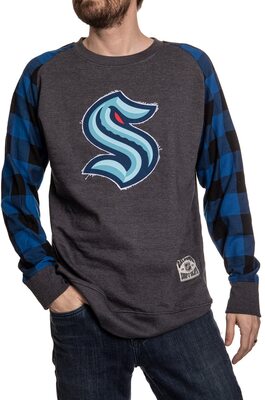 Alle Details zum Fußball-Trikot Calhoun NHL Surf & Skate Herren Buffalo Plaid Raglan mit aufgenähtem ausgefranstem Aufnäher und ähnlichen Trikots