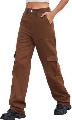 CGGMVCG Cargohose für Damen, hohe Taille, mehrere Taschen, Y2K, Streetwear, Kampf, Militär, Arbeitshose bei Amazon bestellen