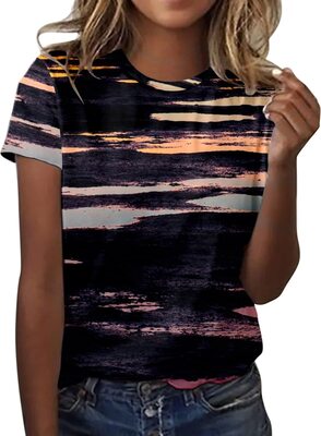 CGGMVCG Grafik-T-Shirts für Frauen, Vintage, Damen, Frühling, Sommer, Marmor, Bedruckt, kurzärmelig, Rundhalsausschnitt, T-Shirts für Damen, modisch bei Amazon bestellen