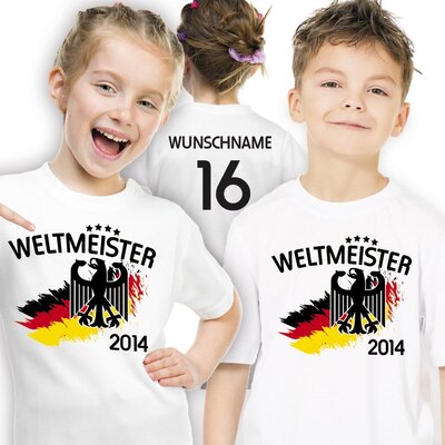 Deutschland Kinder Weltmeister 2014 T-Shirt personalisiert mit eigener Rückennummer und Wunschname bei Amazon bestellen