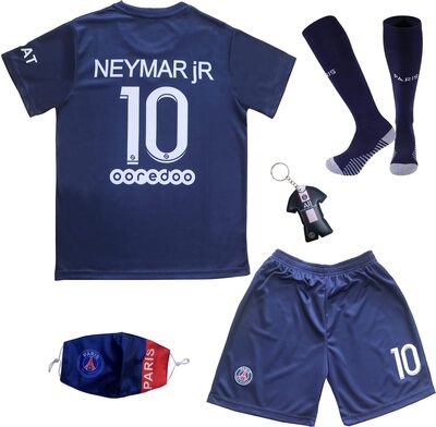 Alle Details zum Fußball-Trikot DMDMK Paris 2022/2023 Heim Neymar Shorts und Socken Kinder und Jugend Größe und ähnlichen Trikots