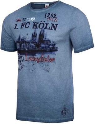 1. FC Köln Herren T-Shirt - Am Rheinufer - blau Shirt div. Größen - Plus Lesezeichen I Love Köln bei Amazon bestellen