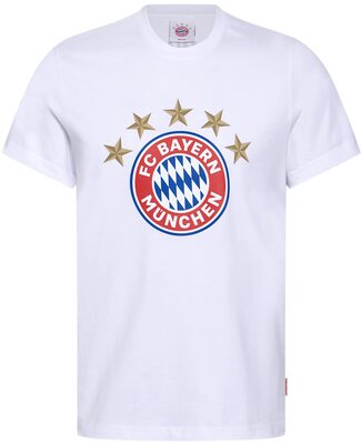 Alle Details zum Fußball-Trikot FC Bayern München T-Shirt - 5 Sterne - Logo weiß FCB Shirt div. Größen und ähnlichen Trikots