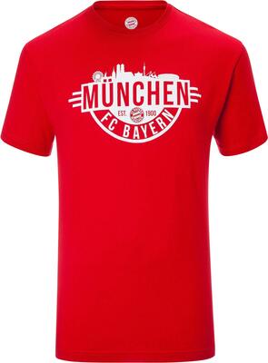 FC Bayern München T-Shirt Skyline rot/Regular fit/Rundhalsausschnitt/L bei Amazon bestellen