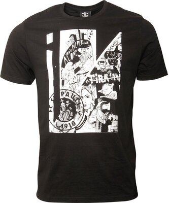 FC St. Pauli Herren T-Shirt Kunstdruck Collage Vereinslogo Hamburg Schwarz Weiß bei Amazon bestellen