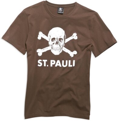 FC St. Pauli Totenkopf I T-Shirt (braun, L) bei Amazon bestellen