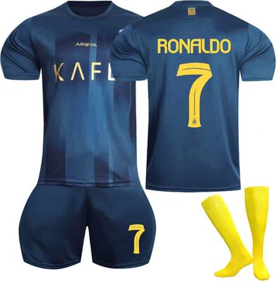 Alle Details zum Fußball-Trikot Fußball Trikot Kinder Nr 7 Trikot Al NASSR FC 22/23 Heim/Auswärtstrikot, Football Soccer Jersey Fußballtrikots Fussball T-Shirt, Shorts und Socken Set für Junge Herren Anzug und ähnlichen Trikots