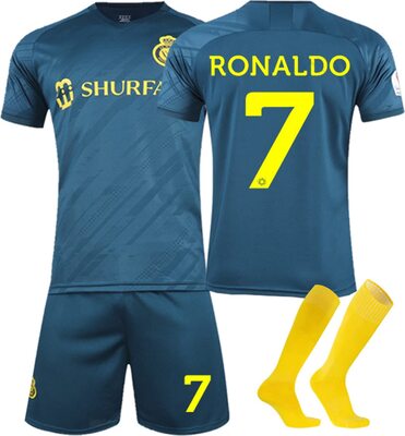 Fußballtrikot für Kinder Nr. 7 Trikot Herren Fussball Trainingsanzug AI NASSR FC Blau 23/24,Fußball Trikot Kinder T-Shirt und Shorts mit Socken Set,Soccer Jersey Fußballtrikots für Erwachsene bei Amazon bestellen
