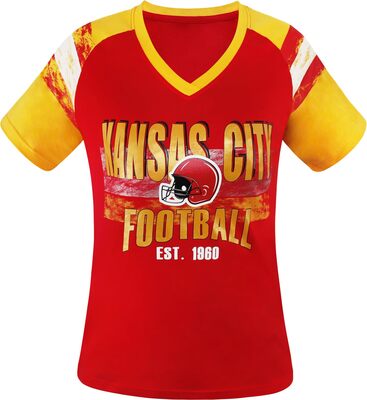 Geneisteck Damen Fußballfans V-Ausschnitt City Raglan T-Shirts bei Amazon bestellen