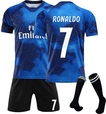 Generisch R.Madrid Nr.7 Sternenhafte Nacht Fußballtrikot Shorts Socken Set für Kinder Erwachsene, Limitierte Auflage Fussball Jersey Trainingsanzug bei Amazon bestellen