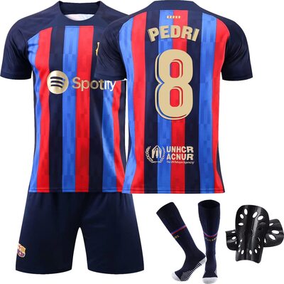 Hereneer Fußball Trikot Herren, Fussball Trikot Kinder Set mit Socken, Schienbeinschützer, Fußballtrikot Anzug Nr. 8/Nr. 9, Football Jersey Suit Sport Training für Erwachsene Kinder Geschenk bei Amazon bestellen