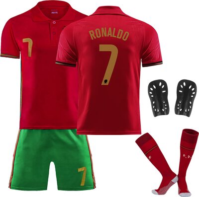 Hereneer Fußballtrikot für Kinder, Fussball Jersey Football Trikots, Kurzarmtrikot Shorts Set, Nr. 7 Red Jersey Fußballtrikot mit Socken für Erwachsene und Kinder bei Amazon bestellen