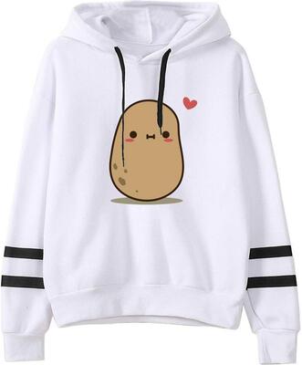 Hoodies Sweatshirt Damen Frauen Solide Striped Cute Potato Printing Sweatshirt Beiläufige Lose Langarm Fashion Sweatshirt Pullover Hoodies Tops bei Amazon bestellen