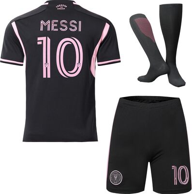 HUSSATEX Miami 2023/2024 Messi #10 Auswärts Kinder Fußball Trikot & Shorts mit Socken Jugendgrößen bei Amazon bestellen