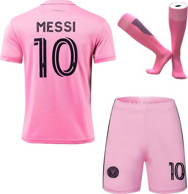 HUSSATEX Miami 2023/2024 Messi #10 Heim Kinder Fußball Trikot & Shorts mit Socken Jugendgrößen bei Amazon bestellen