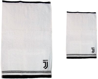 Alle Details zum Fußball-Trikot Juventus Badehandtücher - Set, Frottee, Baumwolle, Weiß, Wappen schwarz und ähnlichen Trikots