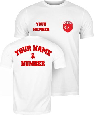 lepni.me Herren Türkei Fußball T-Shirt Ihrem Namen und Nummer | Türkische Flagge Abzeichen Personalisierte Trikot Individuelles Oberteil | WM 2022 bei Amazon bestellen