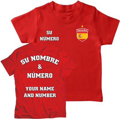 lepni.me Kinder Spanien Fußball T-Shirts | Dein Name und Deine Nummer | Fußball Europameisterschaft oder WM 2022 Geschenke bei Amazon bestellen