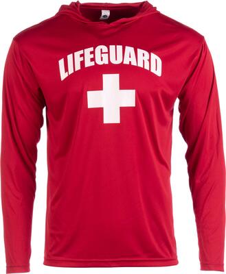 Lifeguard - Red UPF 50+ Sunblocking Performance Uniform Kostüm Hoodie T-Shirt bei Amazon bestellen