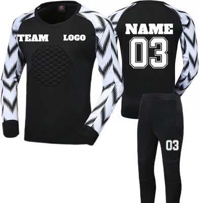 LJYTMZ Torwarttrikot Herren Damen Kinder, Personifizieren Torwart Trikot Set Langärmlige Hose Mit Namen Nummber Team Logo Home Auswärts Fußball Trikot, Schwarz bei Amazon bestellen