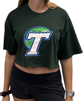 Lojobands Damen College Gameday Outfit T-Shirt Crop Tee Repeat Tee Heckklappe Crop Top bei Amazon bestellen