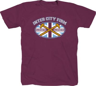 London Ultra ICF Casuals Firm Fussball Club Hammers Fans Fankurve weinrot T-Shirt Shirt bei Amazon bestellen