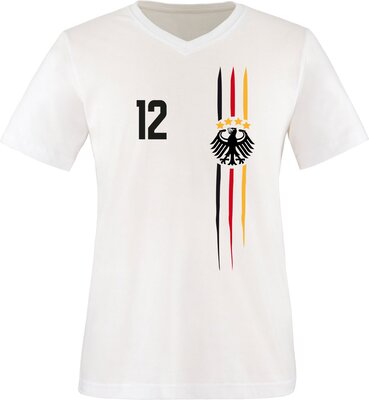 Alle Details zum Fußball-Trikot Luckja WM 2018 Deutschland T-Shirt Wunschname & Wunschnummer M 03 Herren V-Neck T-Shirt und ähnlichen Trikots