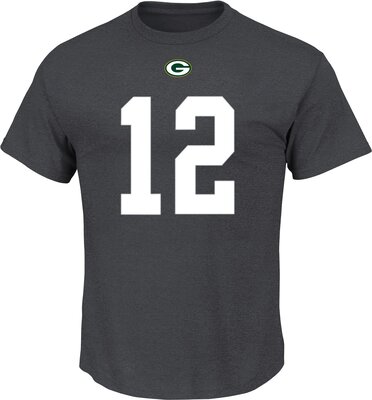 Majestic Athletic NFL Football T-Shirt Green Bay Packers Aaron Rodgers #12 grau Trikot Jersey Receiver bei Amazon bestellen