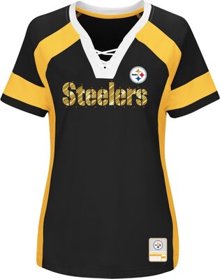 Majestic Pittsburgh Steelers Women's NFL Draft Me 3" Jersey Trikot Top Shirt - Black bei Amazon bestellen