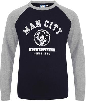 Alle Details zum Fußball-Trikot Manchester City FC - Kinder Langarmshirt mit Raglanärmeln & Vereinswappen - Offizielles Merchandise - Geschenk für Fußballfans und ähnlichen Trikots