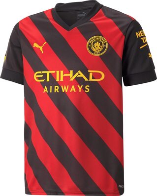 Manchester City Kinder Auswärtstrikot 2022/23 Season - Schwarz/Rot bei Amazon bestellen