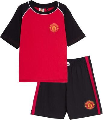 Alle Details zum Fußball-Trikot Manchester United FC Kurzer Schlafanzug für Jungen, Premiership Football Club Kit Shorts + T-Shirt und ähnlichen Trikots