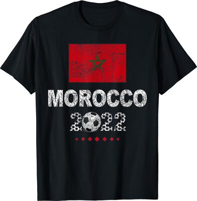 Alle Details zum Fußball-Trikot Marokko Fußball Marokkanisches Fußball Retro 2022 Trikot T-Shirt und ähnlichen Trikots