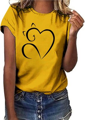 MICKURY Tshirt Damen Mode Rundhals Pullover Kurzarm Casual T-Shirt Love Print Top Tshirt Damen Weiss bei Amazon bestellen