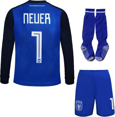 Alle Details zum Fußball-Trikot Mokiss Deutschland Neuer Kinder Torwart Trikot Fußball #1 Neu Saison Shorts Socken Torwarttrikot Langarm und ähnlichen Trikots