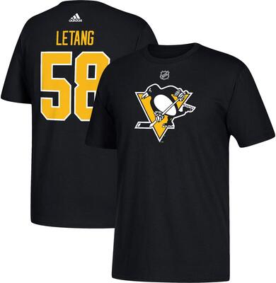 NHL T-Shirt Pittsburgh Penguins Kris Letang #58 Logo Eishockey schwarz bei Amazon bestellen
