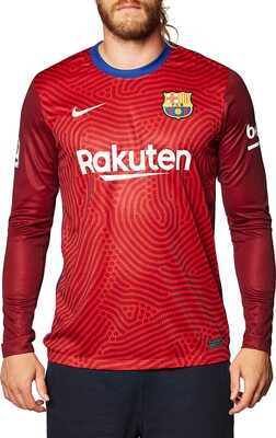Nike 2020-2021 Barcelona Away Goalkeeper Football Soccer T-Shirt Trikot (Red) bei Amazon bestellen